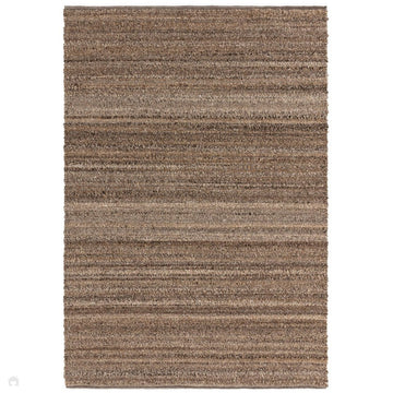 Abbus Modern Boucle Plain Subtle Stripe Hand-Woven Textured-Effect Soft-Touch Polyester Flatweave Tawny Brown Rug-Asiatic Carpets-Rug Love - The Most Loved Rug Store